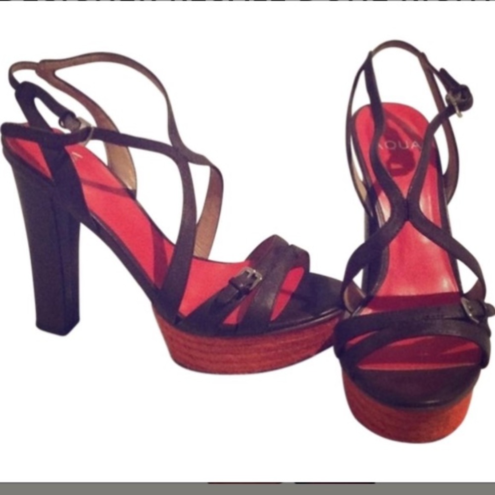 Aqua Brand Heel Sandals Chunk Heel